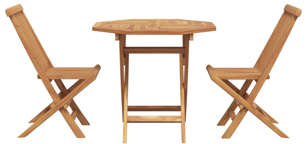 Conjunto Bistro de Jardim Dobrável de 3 Peças de Madeira Sólida de Acá
