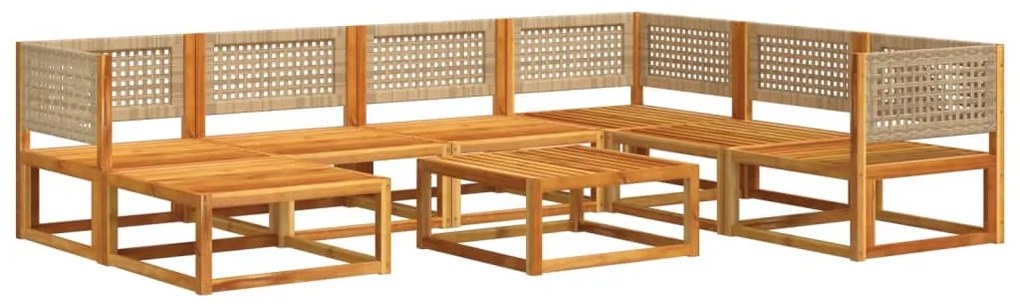 8 pcs conjunto de sofás de jardim com almofadões acácia maciça
