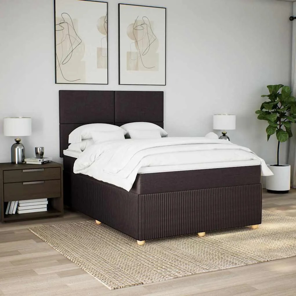 Cama com molas/colchão 140x200 cm tecido castanho-escuro