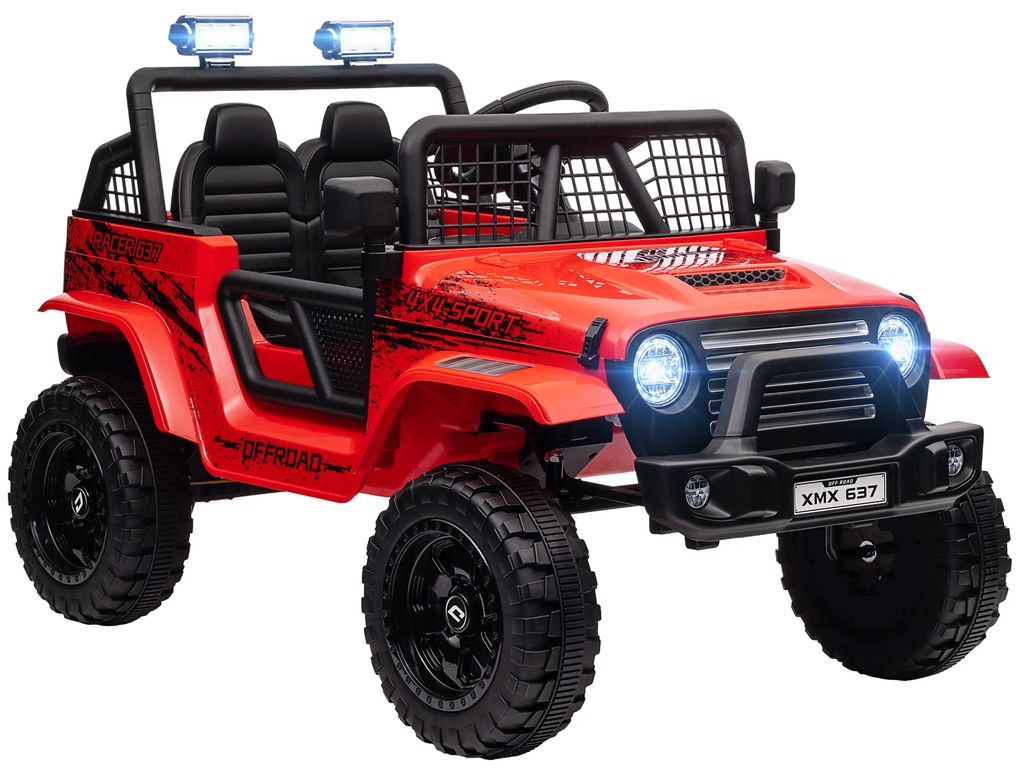 Aiyaplay Carro Elétrico para Crianças Suspensão Suave Controlado Remotamente Luz LED Buzina Motores de 12V Plástico e Metal Vermelho | Aosom Portugal