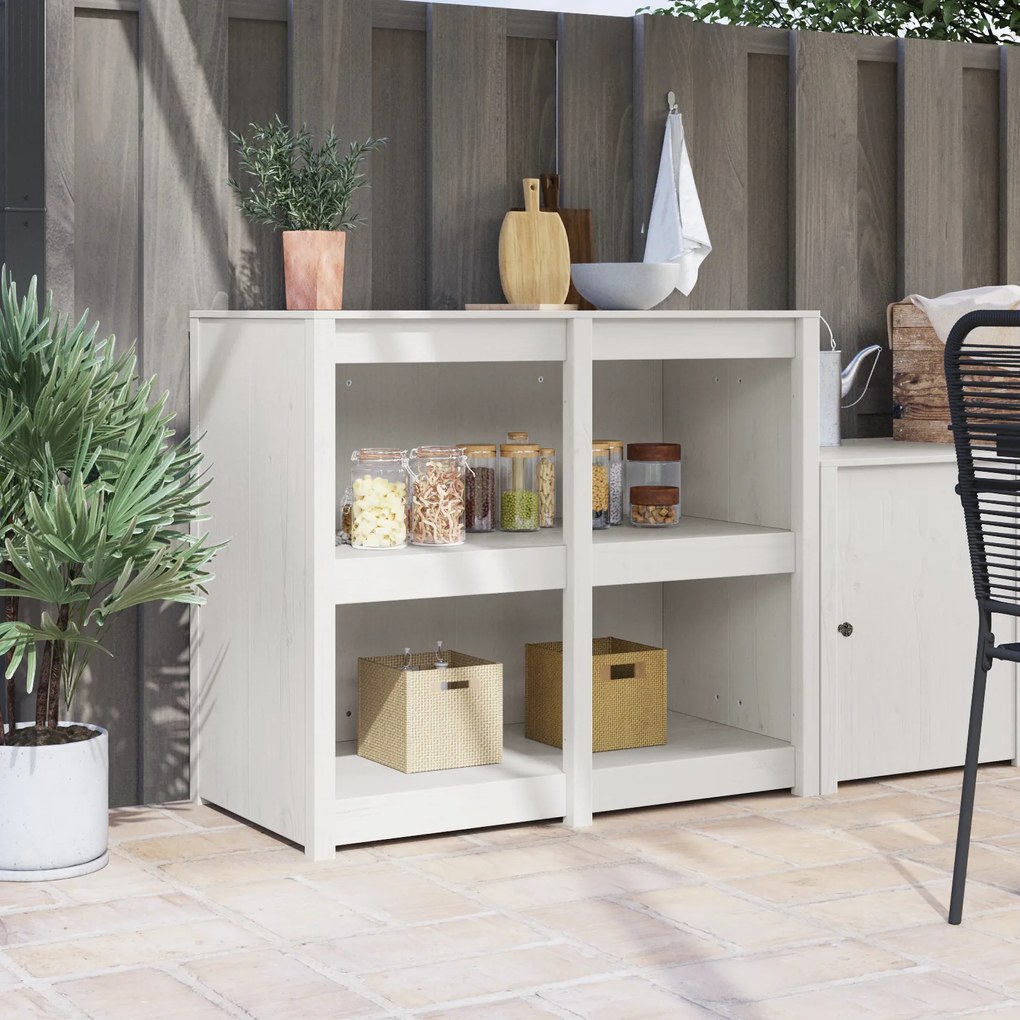 vidaXL Armário de Cozinha Externo Branco 106x55x92 cm Madeira Sólida de Pinho