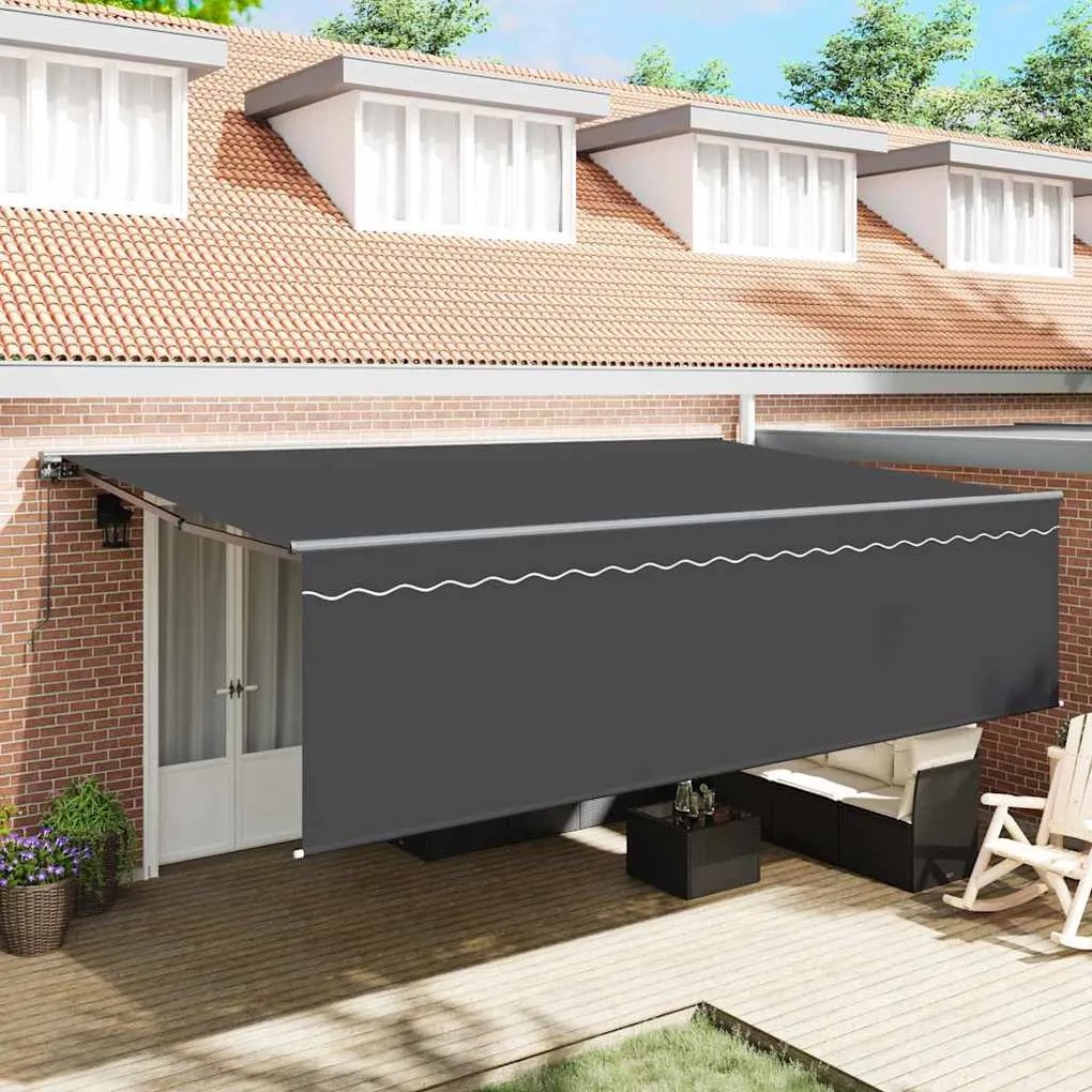 vidaXL Toldo Retrátil Antracite 500 × 300 cm Poliéster e Alumínio