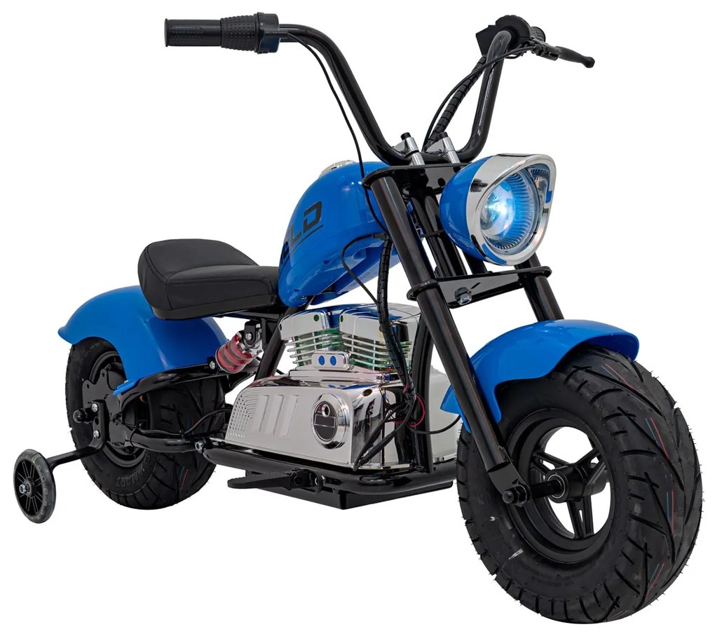 Mota elétrica para Crianças 350 W Chopper Warrior Rodas AR, Assento couro ecológico Azul