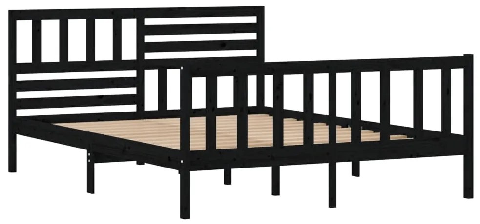 Estrutura cama pequena casal 120x190 cm pinho maciço preto