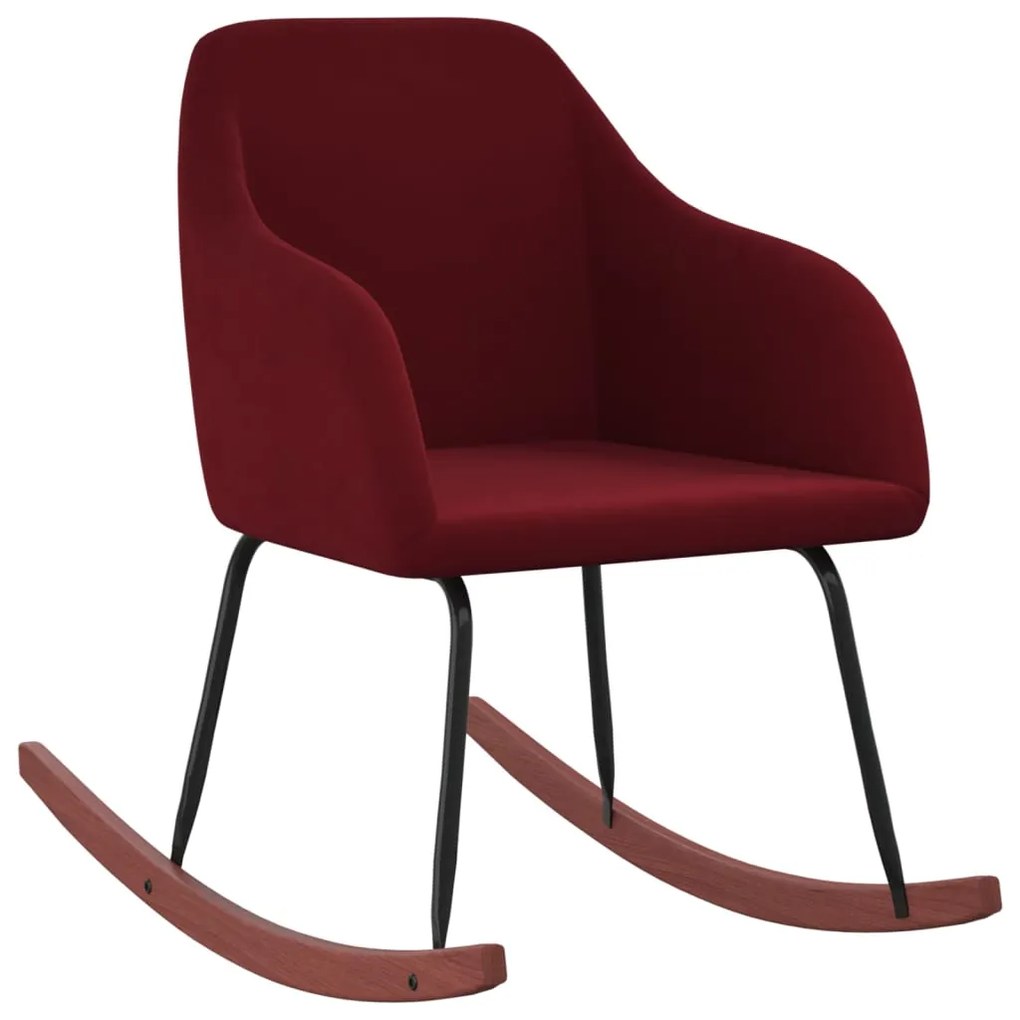 vidaXL Cadeira de baloiço veludo vermelho tinto