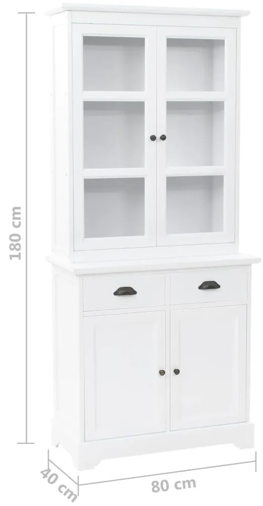 Aparador c/ 4 portas em MDF + madeira de pinho 80x40x180 cm