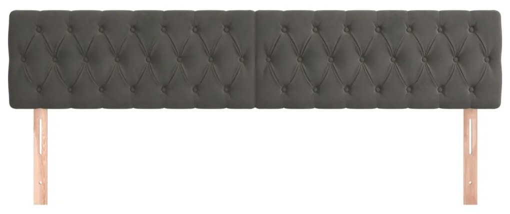 Cabeceira de cama 2 pcs veludo 100x7x78/88 cm cinzento-escuro