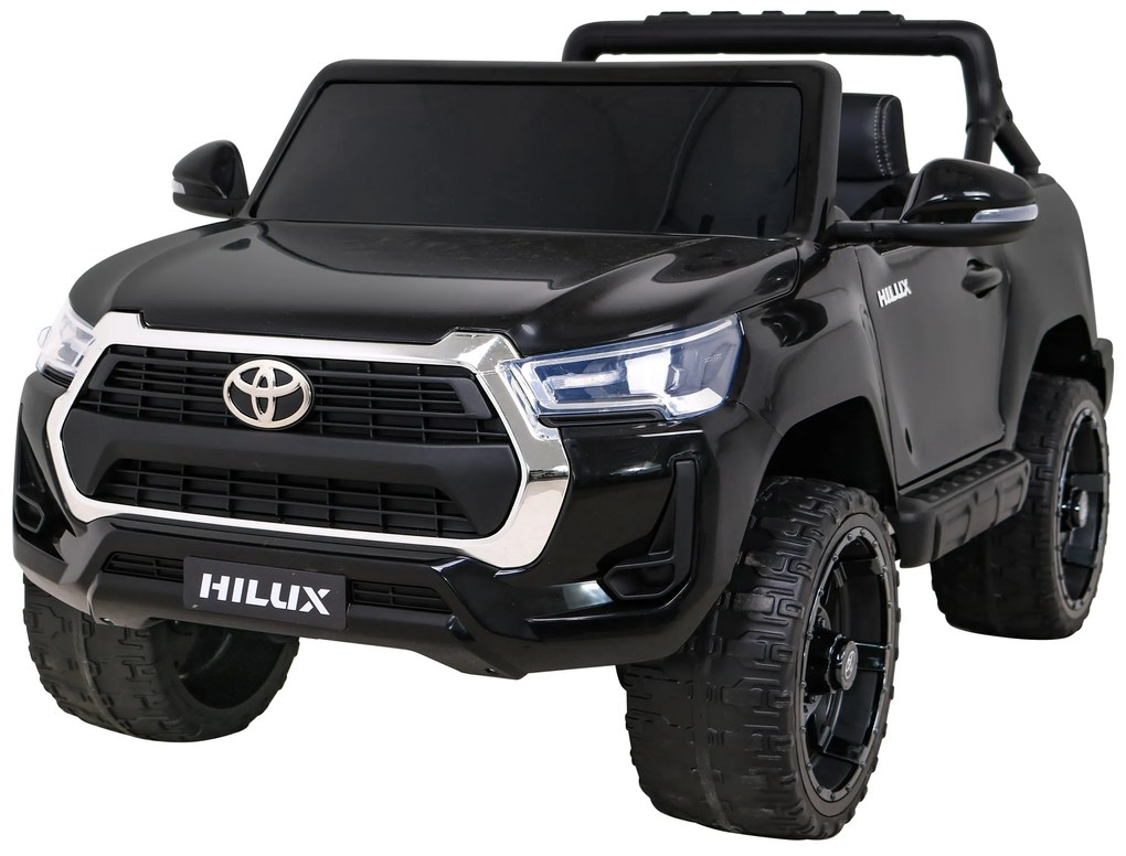 Carro elétrico para Crianças Toyota Hilux 12V 4x4 Rodas Espuma EVA, Assento couro ecológico Preto