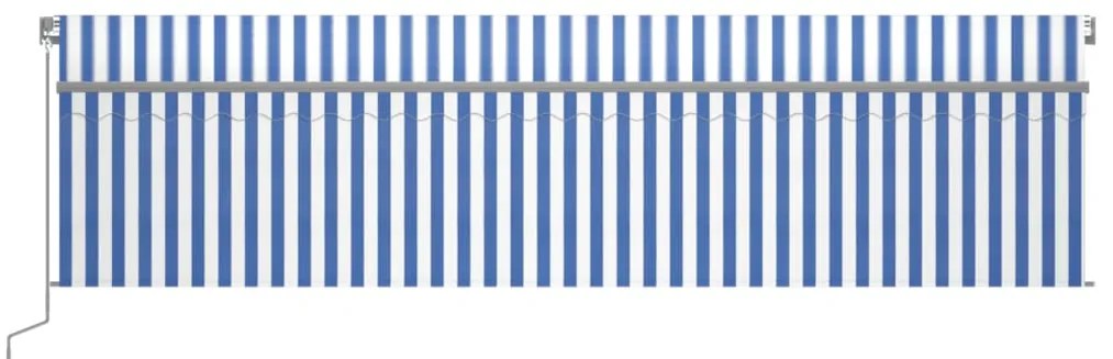Toldo retrátil automático com estore 6x3 m azul e branco