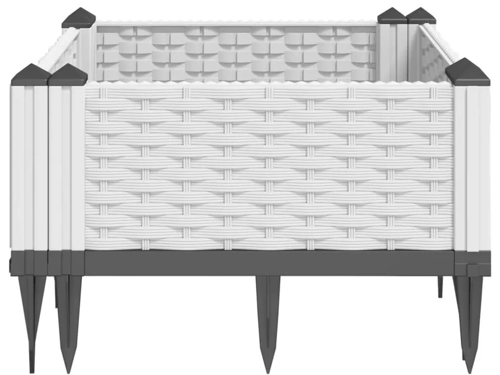 Vaso/floreira de jardim c/ estacas 42,5x42,5x28,5 cm PP branco