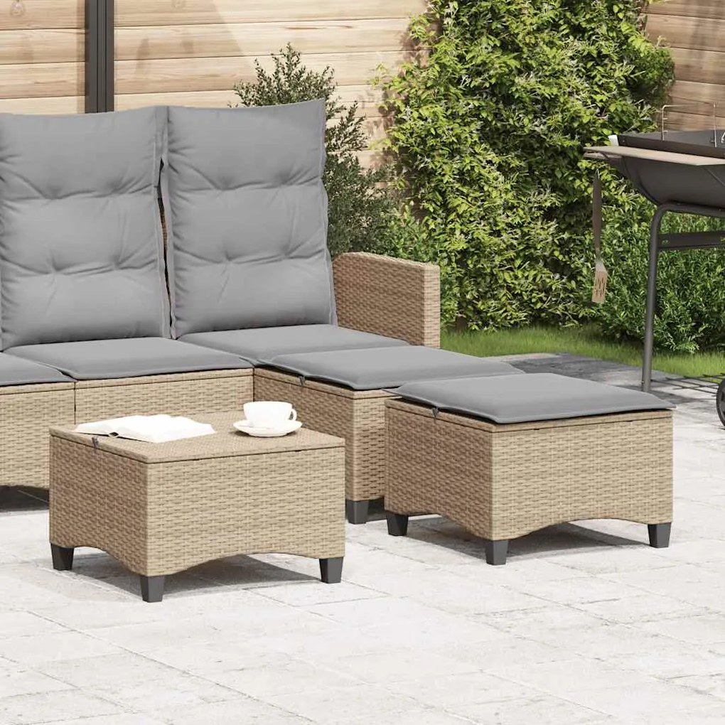 Bancos de jardim com almofadas 2 unid 55x55x36 cm vime PE bege