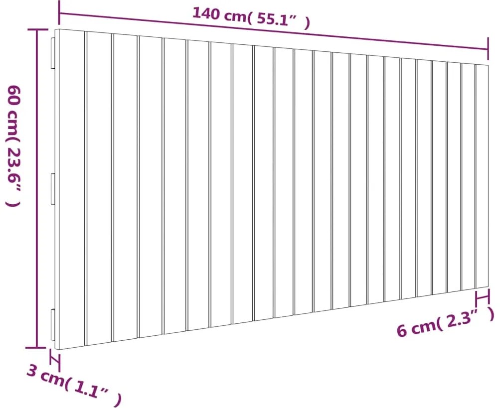 Cabeceira de parede 140x3x60 cm pinho maciço castanho-mel