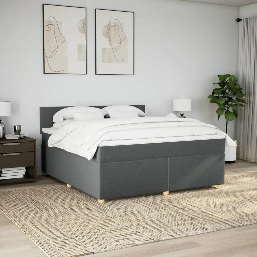 Cama com molas/colchão 180x200 cm tecido cinzento-escuro