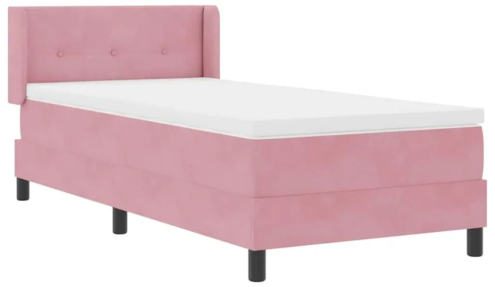 Cama Box Spring vidaXL com Colchão Rosa 80x200 cm Veludo