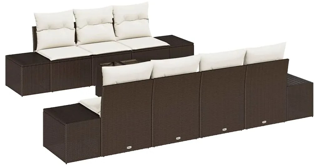 Conjunto de Sofá de Jardim com 8 Peças e Almofadas em Rattan Polyester