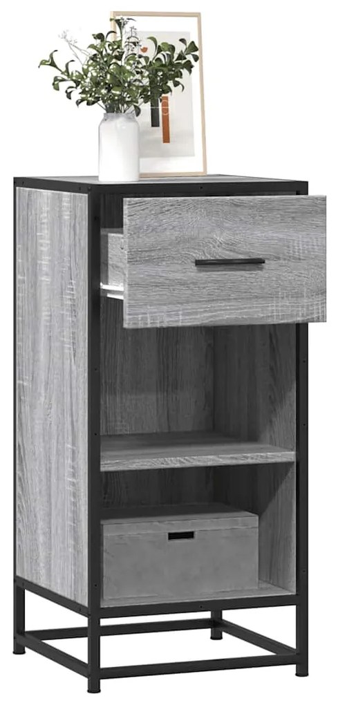 vidaXL Aparador 35,5x35x76 cm deriv. de madeira/metal cinzento sonoma