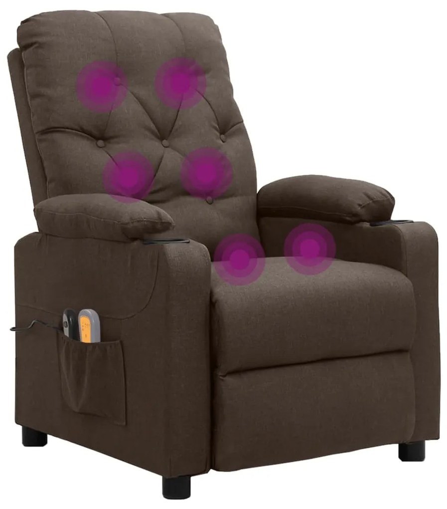 Poltrona de massagens elétrica reclinável tecido castanho