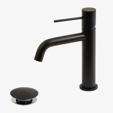Conjunto De Torneira De Pia De Latão Click-clack E Válvula De Drenagem Orveta Preto Mate & ↑20 Cm & Válvula Sem Transbordo - Sklum