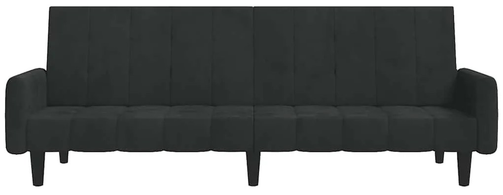 Sofá-cama de 2 lugares veludo preto