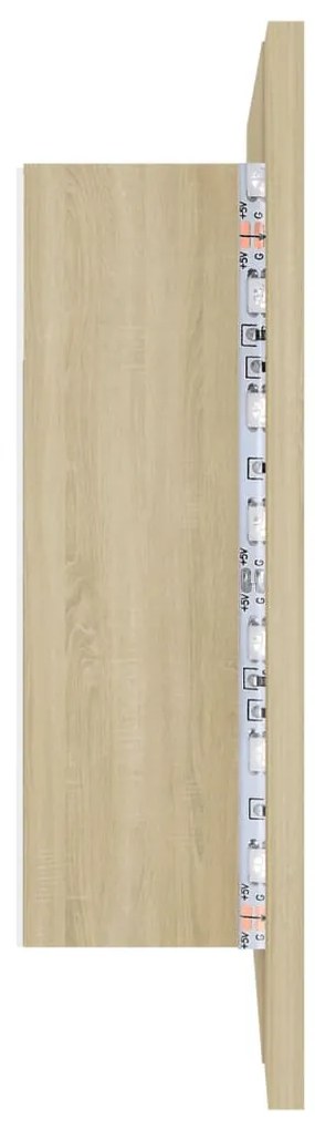 Armário espelhado casa de banho LED acrílico carvalho sonoma