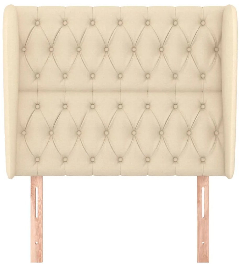 Cabeceira de cama c/ abas tecido 93x23x118/128 cm creme