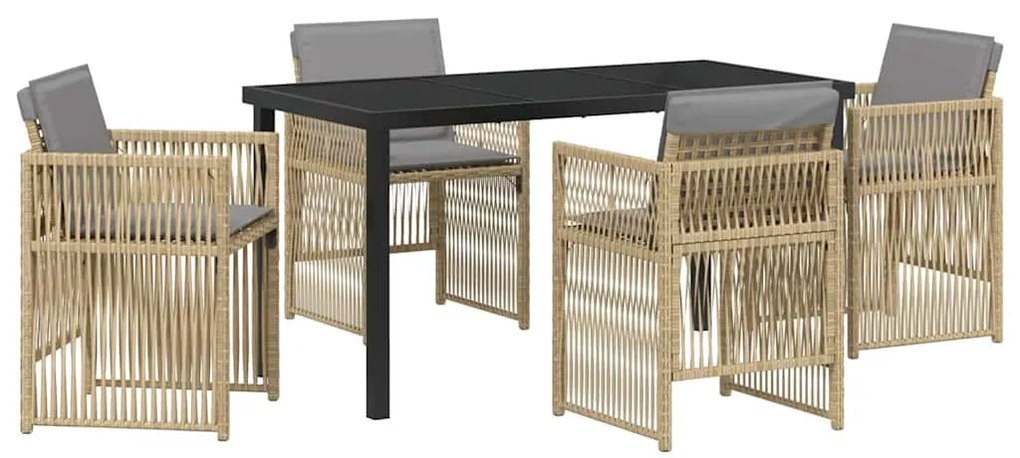 Conjunto de Jantar para Jardim de 5 Peças com Almofadas de Rattan Sint