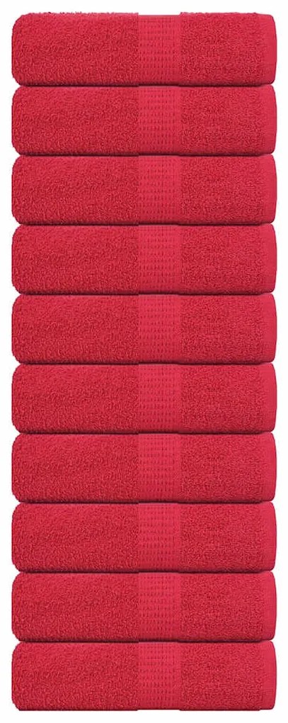 vidaXL Toalhas de bidé 10 pcs 30x50 cm 360 gsm 100% algodão vermelho