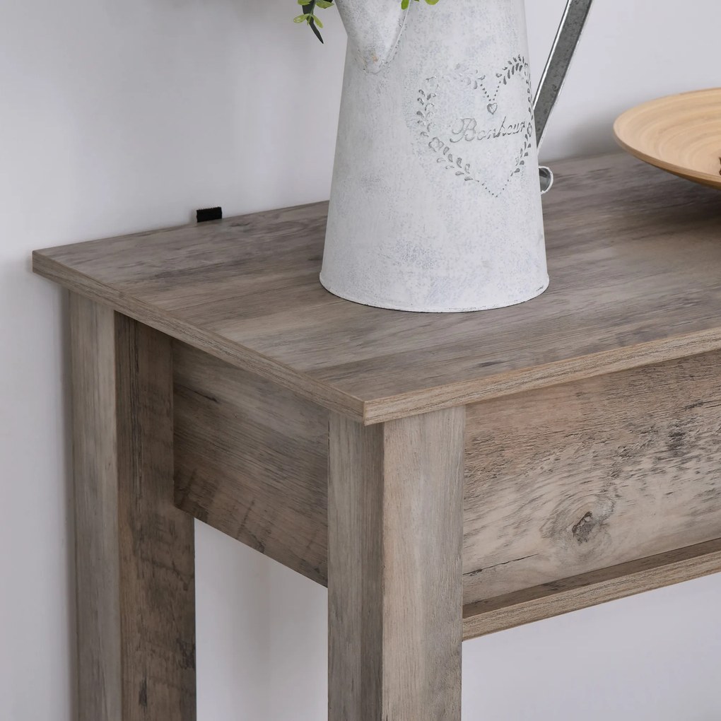 HOMCOM Mesa de console estilo colonial com prateleira inferior espaçosa 120x39x81 de gaveta Cinza