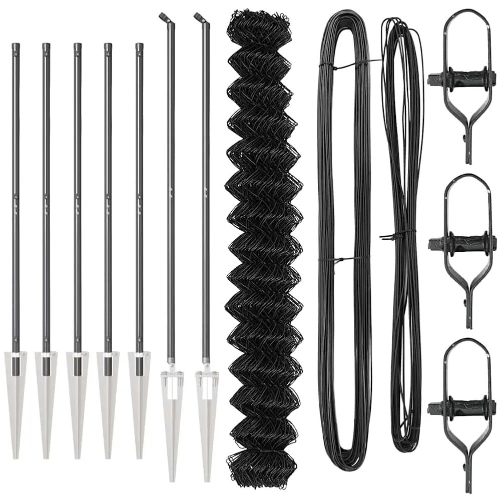Conjunto de Postes de Cerca Cinzeto 1.6 x 10 m Aço Galvanizado