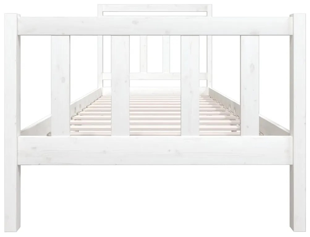 Estrutura de cama solteiro 90x190 cm madeira maciça branco