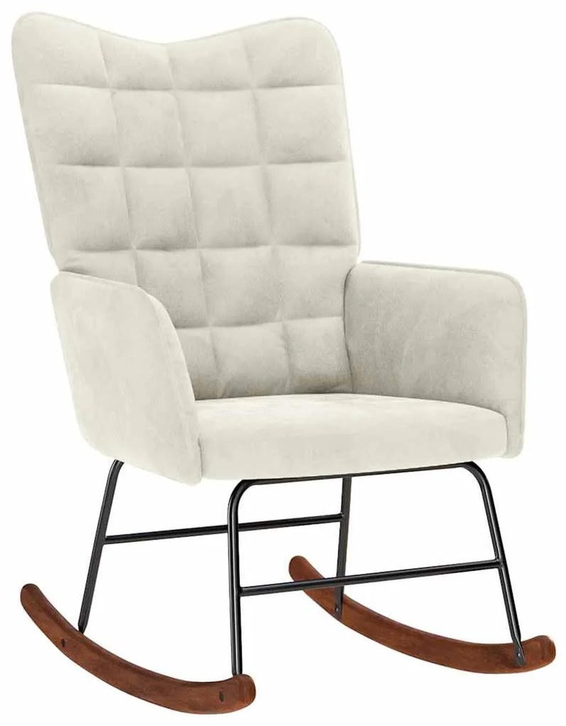 vidaXL Cadeira de baloiço veludo cor creme
