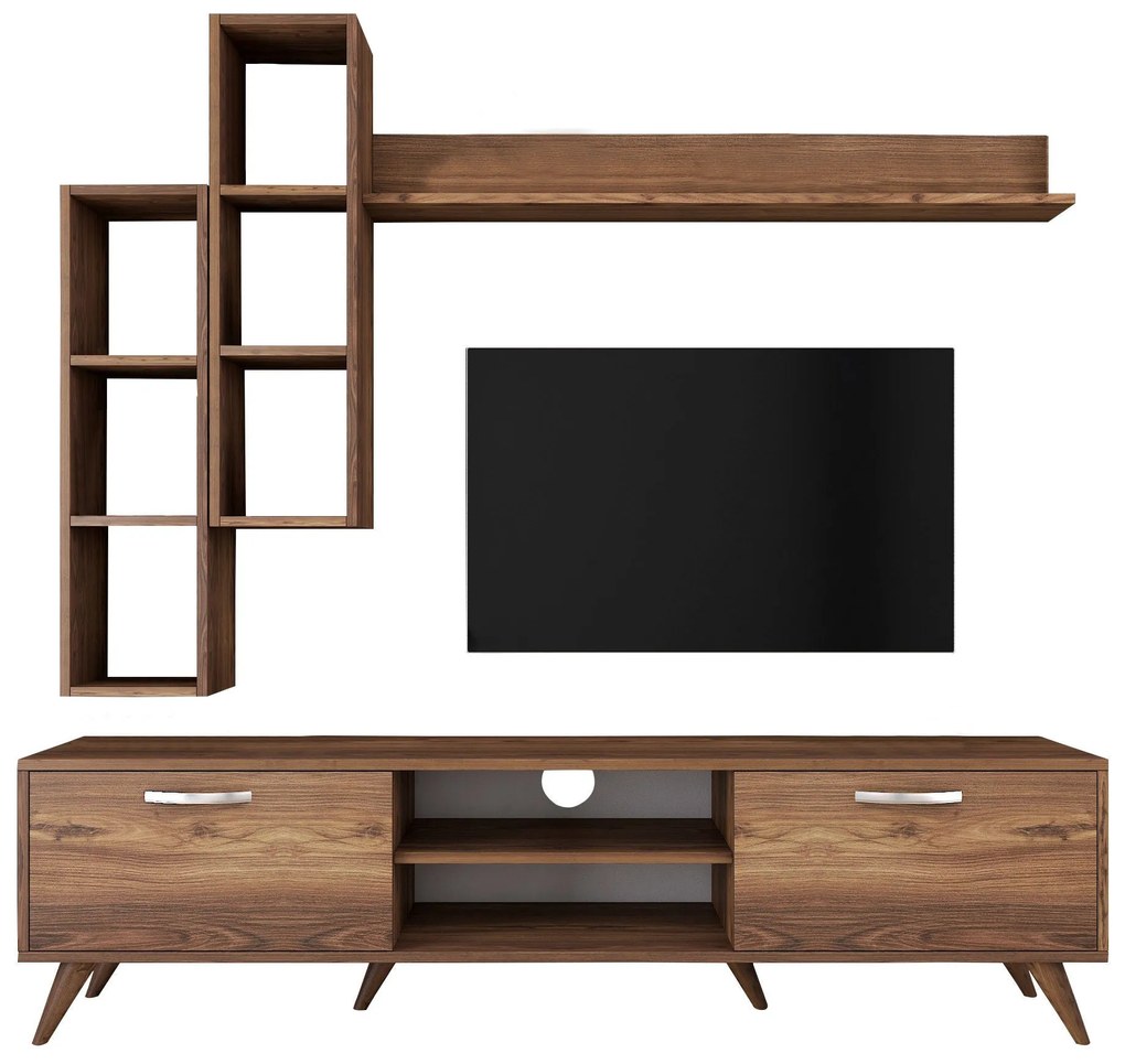 Conjunto de Móvel de TV "Askel" M1 – Design Moderno em Nogueira