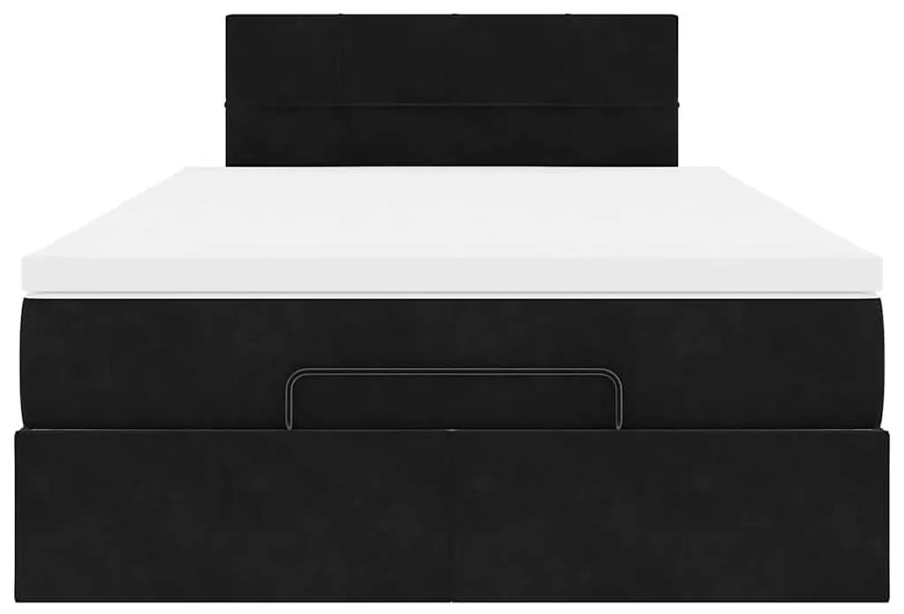 Estrutura de cama otomana com colchão 120x200 cm veludo preto