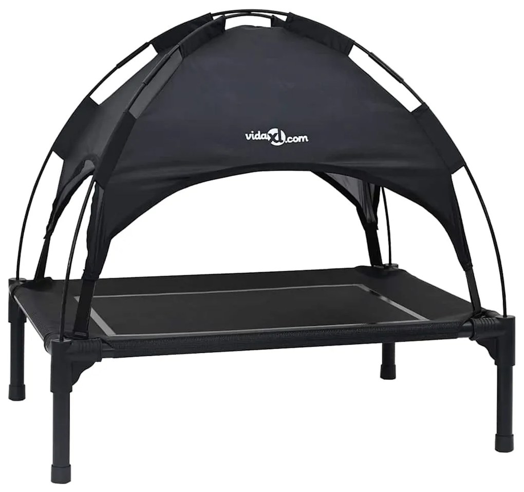 Cama Elevada para Cães com Telhado Removível Preto M Metal