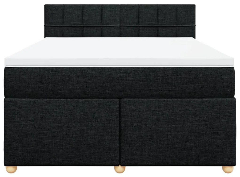 Cama com molas/colchão 160x200 cm tecido preto