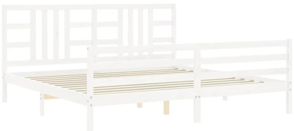 Estrutura de cama com cabeceira 200x200cm madeira maciça branco