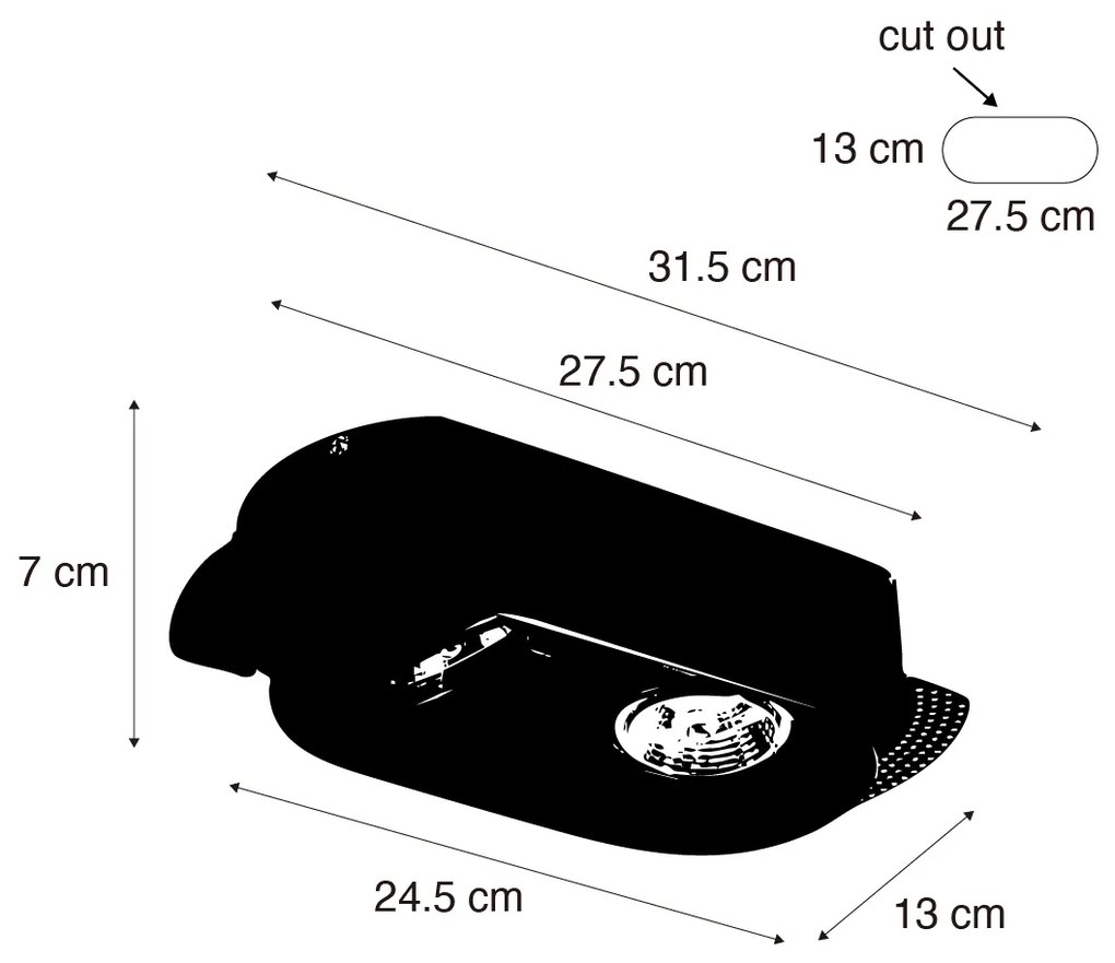 Conjunto de 6 focos embutidos arredondados pretos GU10 70mm 2-Light - Hubs