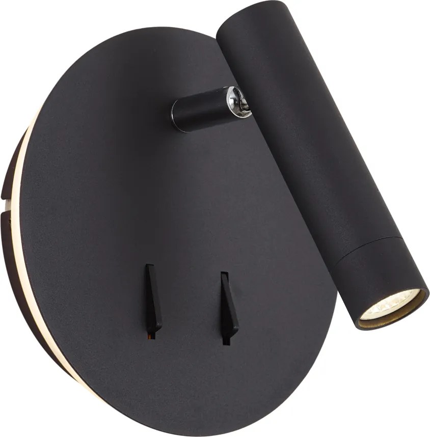 Candeeiro de Parede Moderno Preto Incl. LED com USB-C - Croft