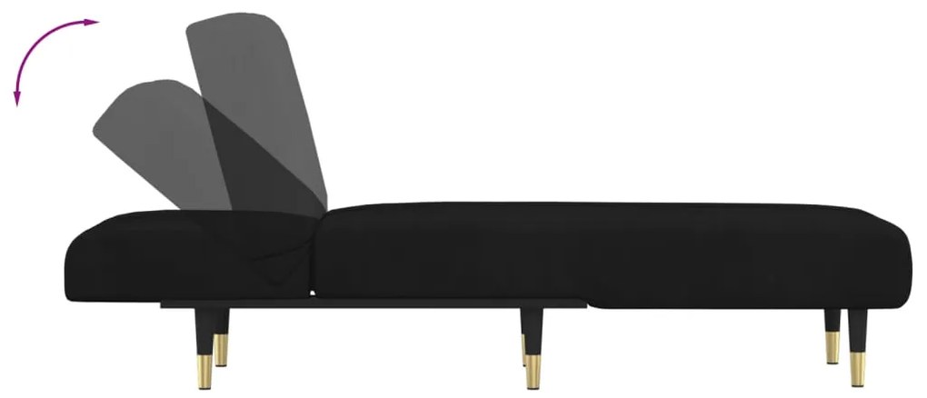 Chaise longue veludo preto