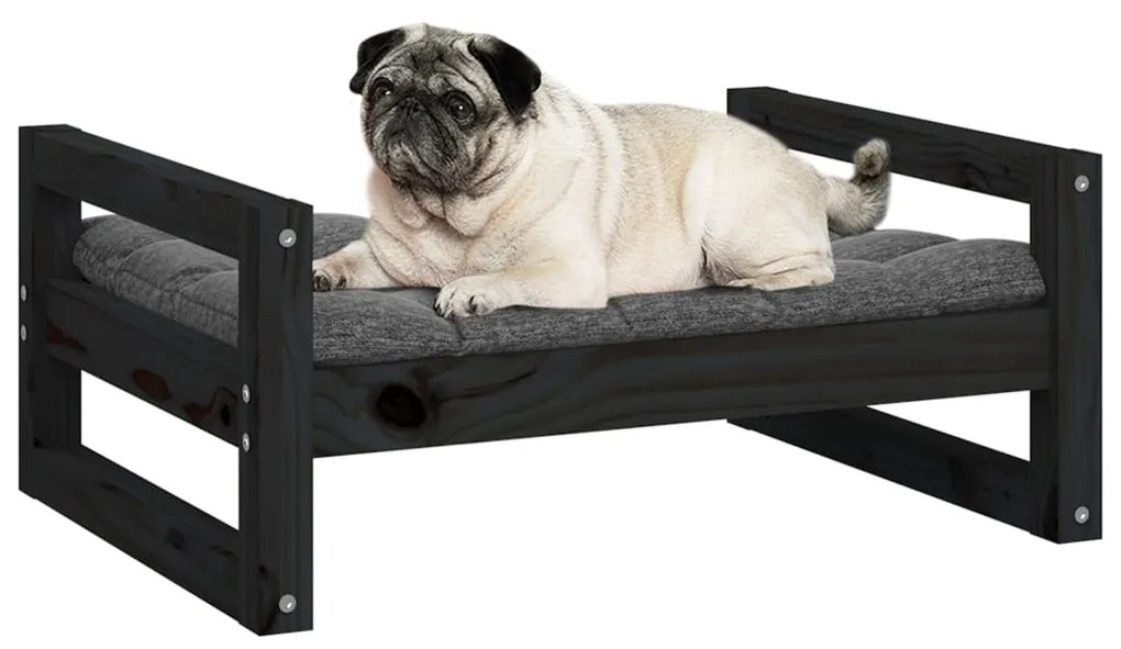 Cama para cães 65,5x50,5x28 cm madeira de pinho maciça preto