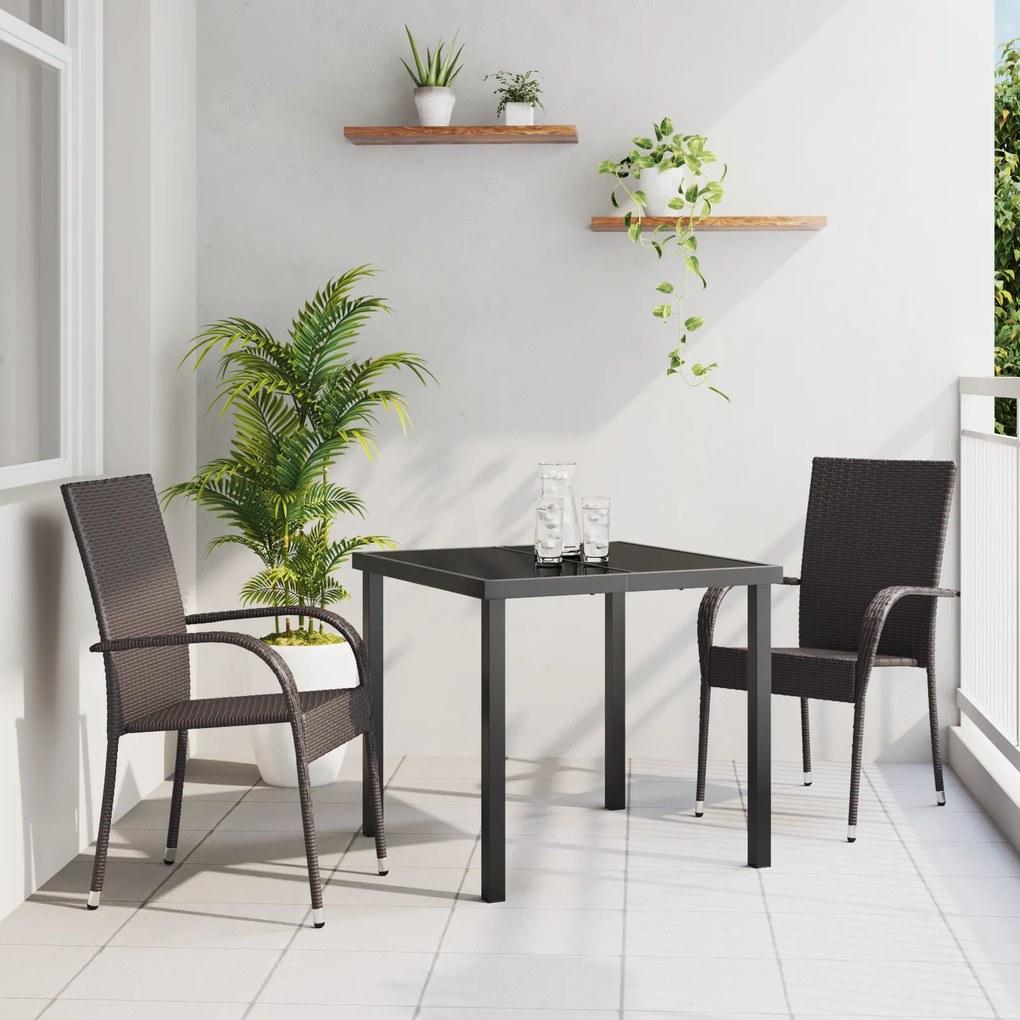 vidaXL Conjunto de Jantar de Jardim com 3 Peças em Poli Rattan Marrom