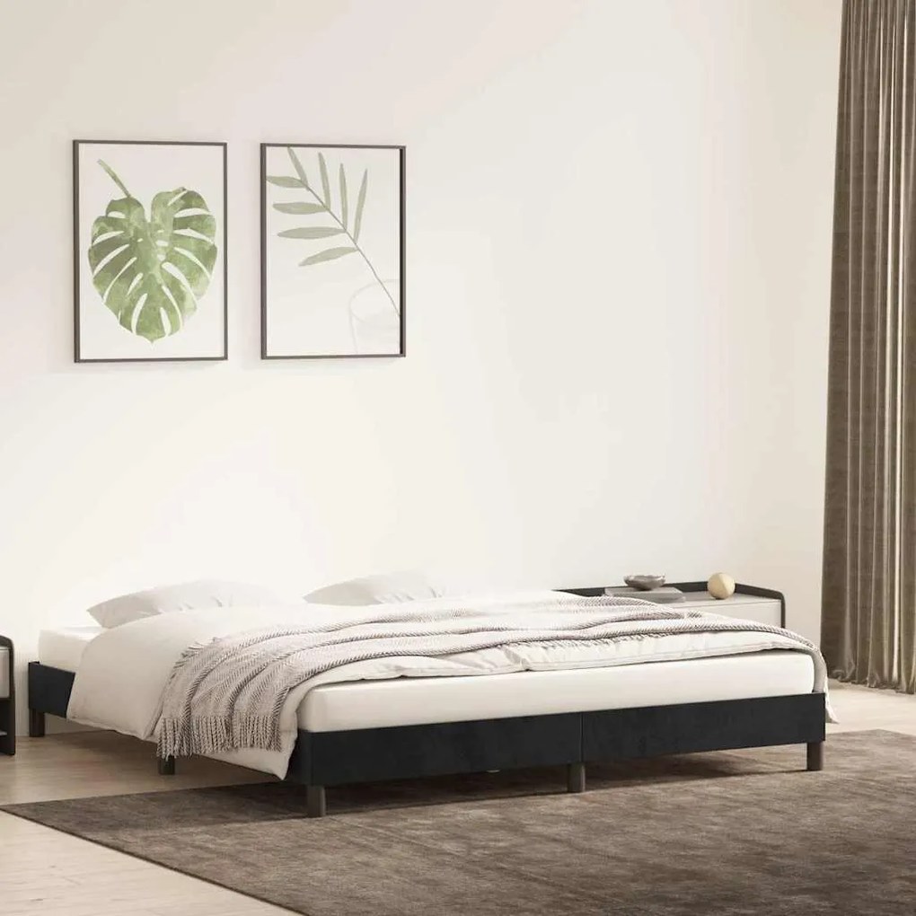 Estrutura de cama sem colchão 200x210 cm veludo preto