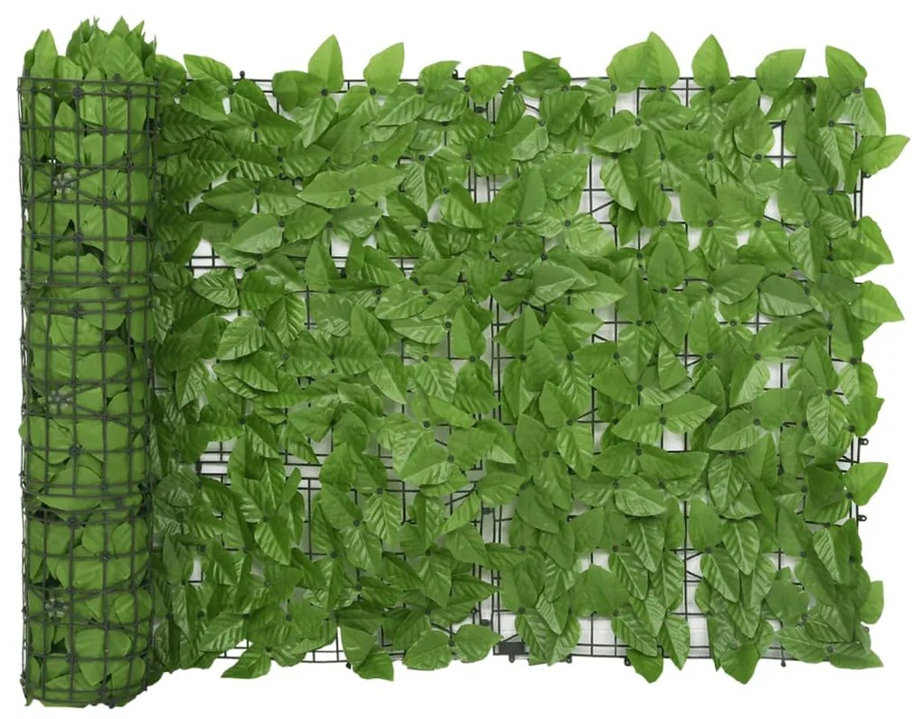 vidaXL Tela de varanda com folhas verdes 300x75 cm