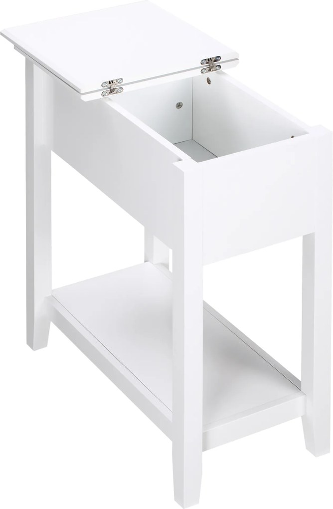 HOMCOM Mesa Apoio Tampa Abatível Prateleira Armazenamento Orifício Cabos Oculto Funcional Design Moderno 60,5x32,5x70cm Branco | Aosom Portugal