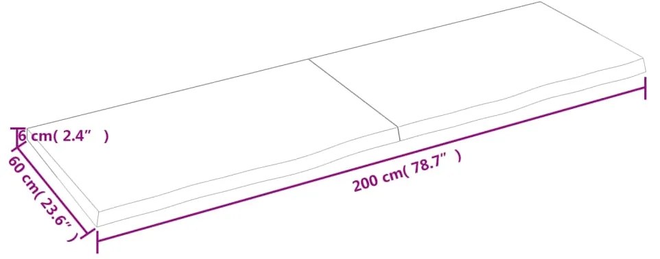 Prateleira de parede 200x60x6 cm carvalho tratado cinza-escuro