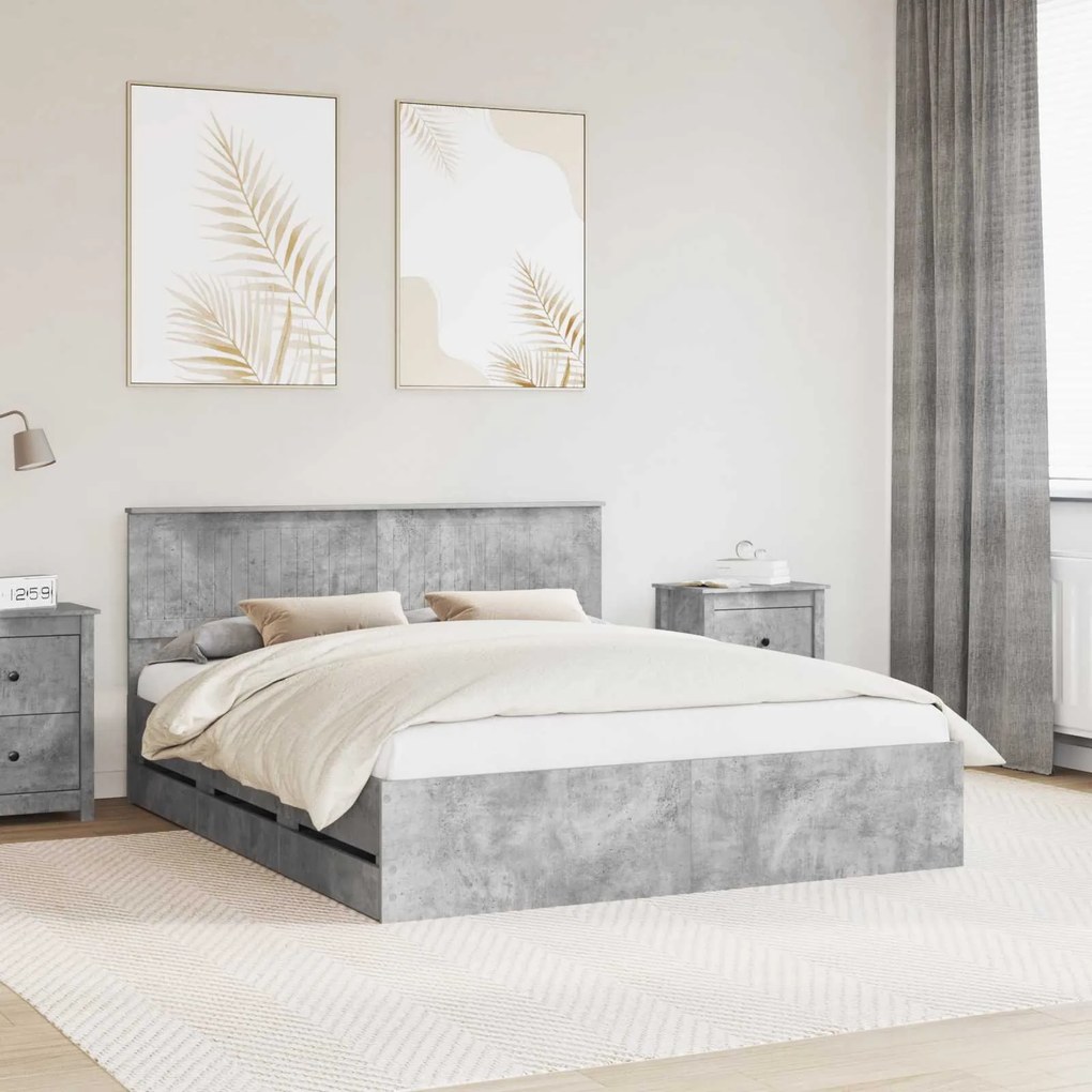 vidaXL Estrutura da Cama Cinzento 160 x 200 cm Madeira de Engenharia