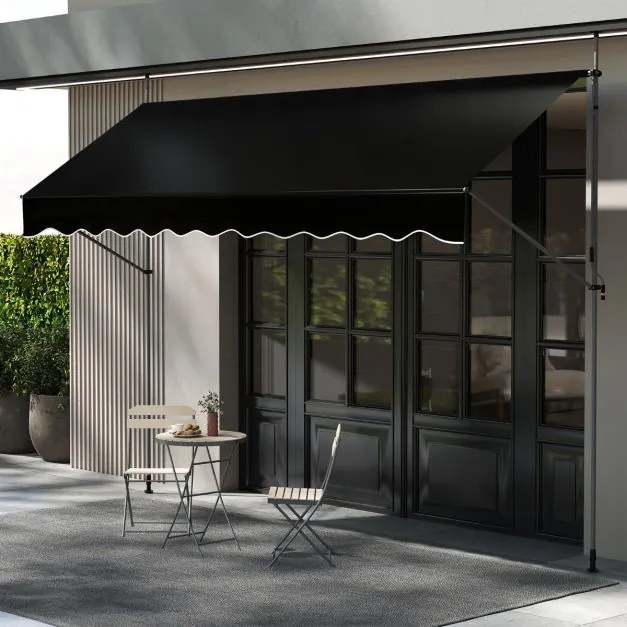 Toldo retrátil manual 4 m x 180 cm Sombra exterior ajustável sem perfuração com manivela para pátio, varanda, jardim Preto