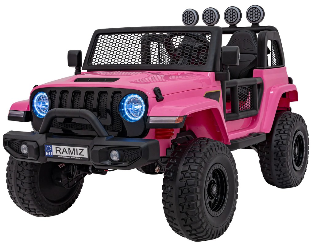 Jipe elétrico para Crianças OFF-ROAD 3.0 12V 4x4 Rodas Espuma EVA, Assento couro ecológico Rosa