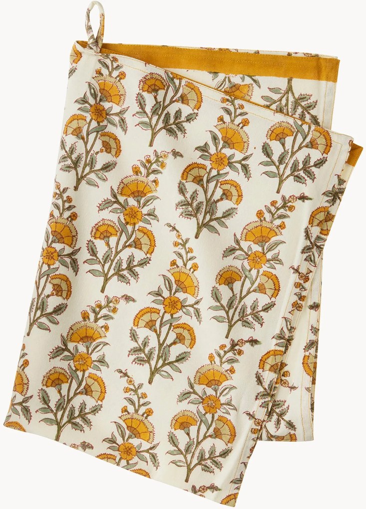 Pano de cozinha artesanal com padrão floral Lulu