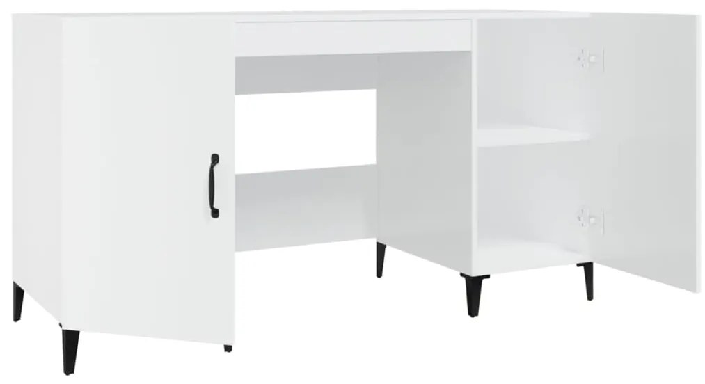 Secretária 140x50x75 cm derivados de madeira branco brilhante